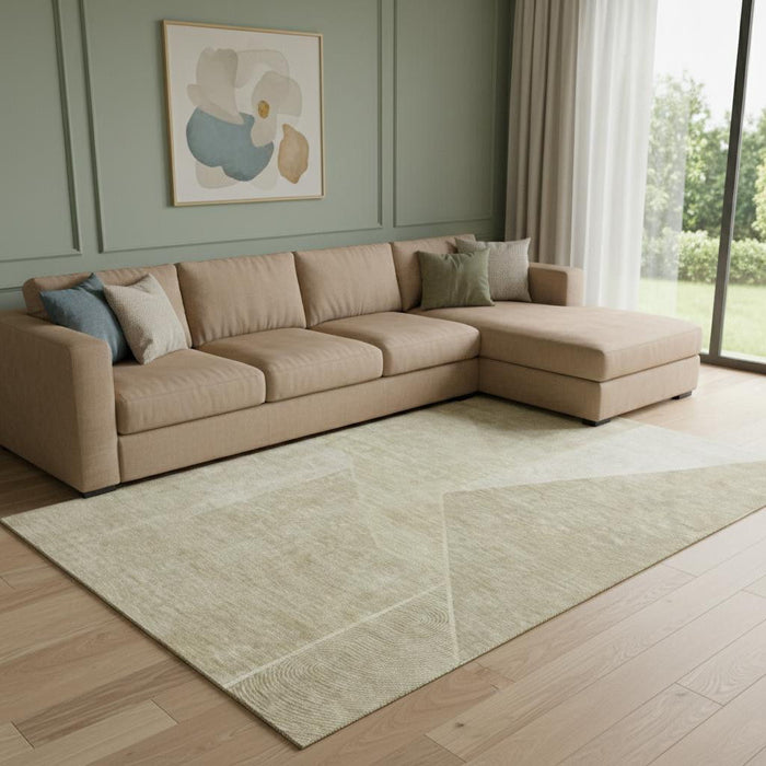 8' X 10' Geometric Washable Area Rug With UV Protection (653729) - Beige / Ivory