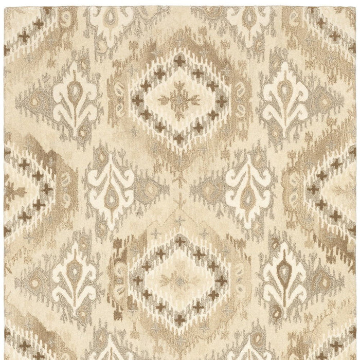 13' X 10' Wool Abstract Hand Tufted Area Rug - Beige And Ivory