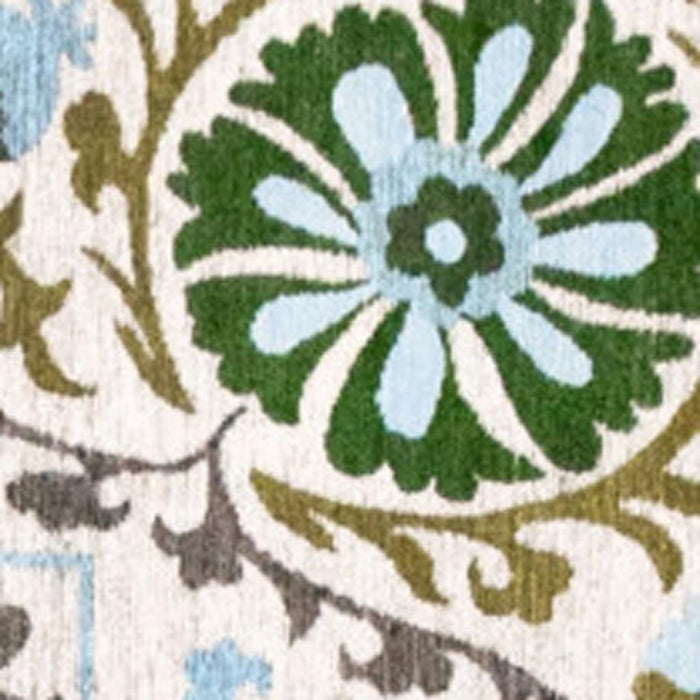 7' X 9' Tribal Washable Area Rug With UV Protection (610062) - Cream / Green / Blue