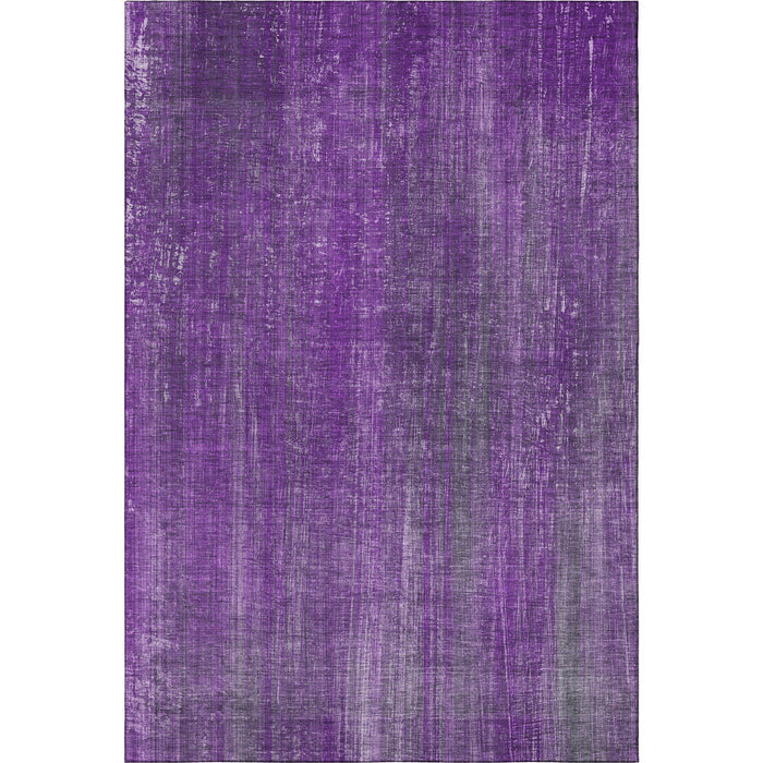 8' X 10' Striped Washable Area Rug With UV Protection (648758) - Purple / Ivory