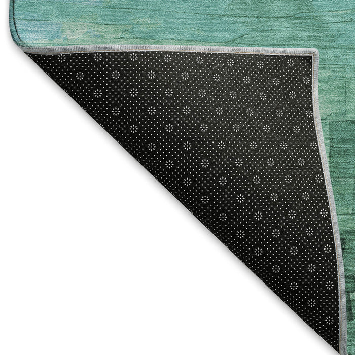 10' X 14' Striped Washable Area Rug With UV Protection (693888) - Teal / Aqua