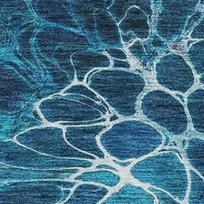 3' X 5' Abstract Washable Area Rug With UV Protection (654573) - Navy Blue / Ivory