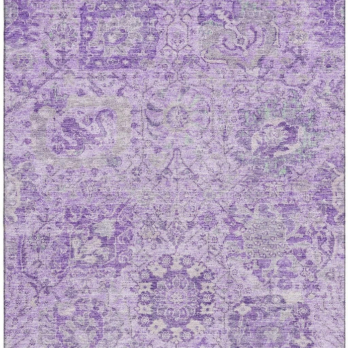 10' X 14' Damask Washable Area Rug With UV Protection (684328) - Lavender / Ivory