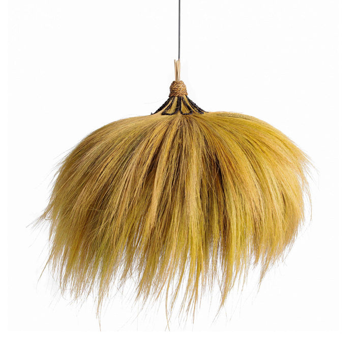 Yellow outdoor pendant lamp by TOV Furniture featuring a sleek, modern design perfect for outdoor lighting.