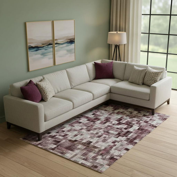 10' X 14' Abstract Washable Area Rug With UV Protection (710208) - Blush / Gray / Ivory