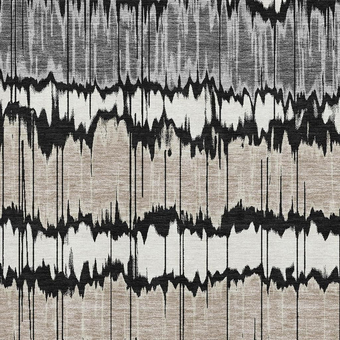 8' X 10' Striped Washable Area Rug With UV Protection - Black And Brown