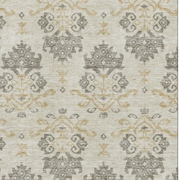 8' X 10' Medallion Washable Area Rug With UV Protection - Beige And Taupe