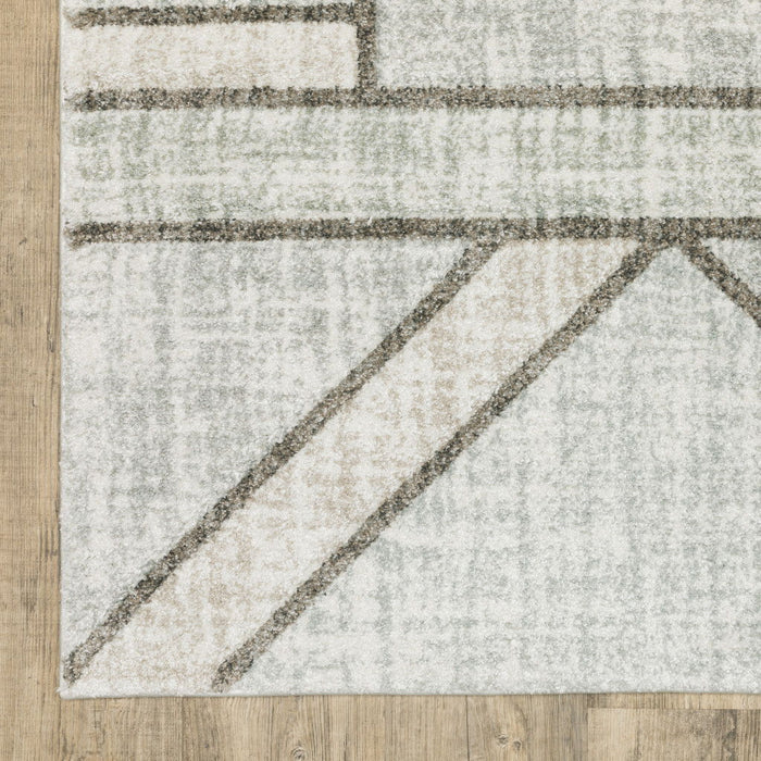 10' x 13' Geometric Power Loom Area Rug - Gray And Ivory