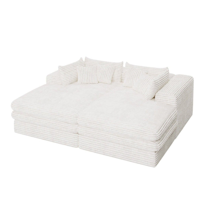 Corduroy Sleeper Sofa - White