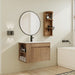 Modern Giga wall-mounted bathroom vanity with sink, storage rack, soft-close doors, and imitative oak plywood finish.