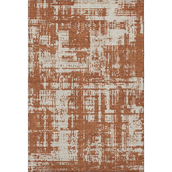 10' X 14' Abstract Washable Area Rug With UV Protection (671168) - Rust / Beige