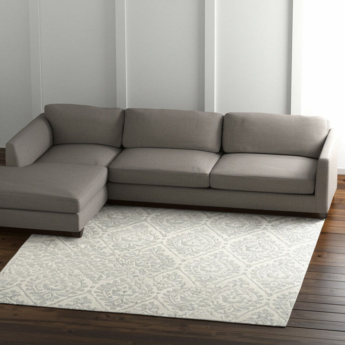 8' X 10' Floral Hand Tufted Area Rug - Ivory And Gray