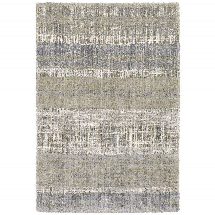8' x 10' Abstract Lines Area Rug - Gray And Ivory