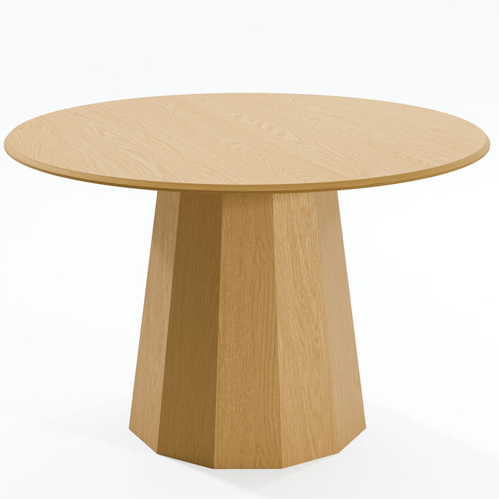 46" Wood Pedestal Base Round Top Table For Dining Room - Natural