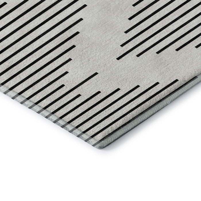 10' X 14' Geometric Washable Area Rug With UV Protection (679744) - Ivory / Black