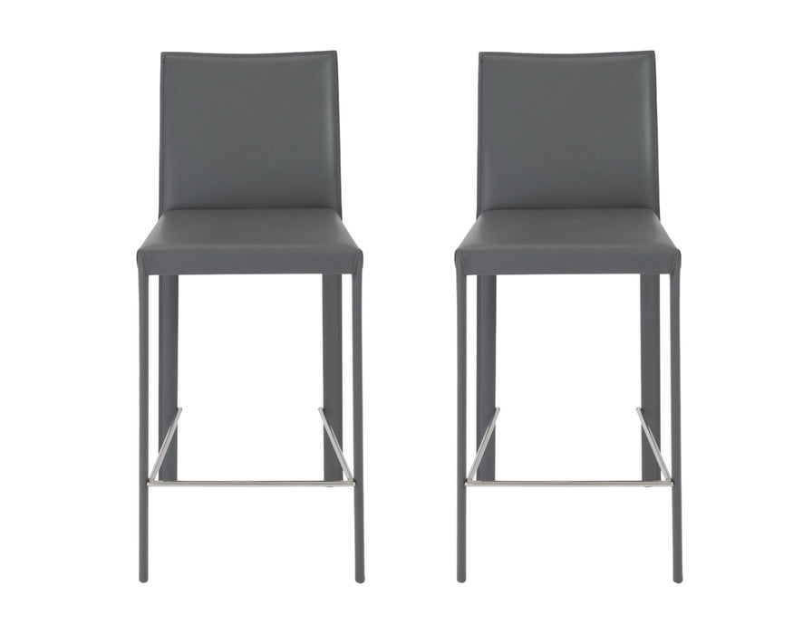 Steel Low Back Counter Height Bar Chairs (Set of 2) - Gray