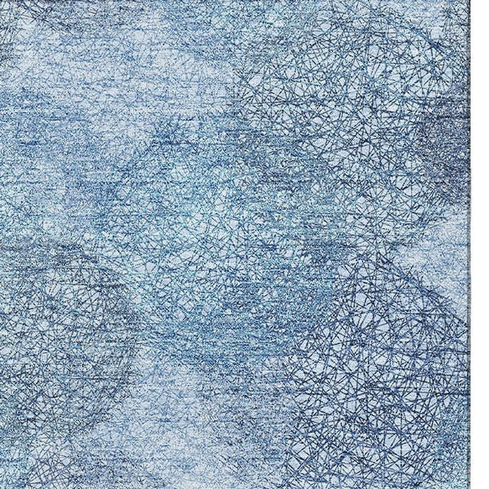 10' X 14' Abstract Washable Area Rug With UV Protection (677159) - Denim Blue / Sky Blue