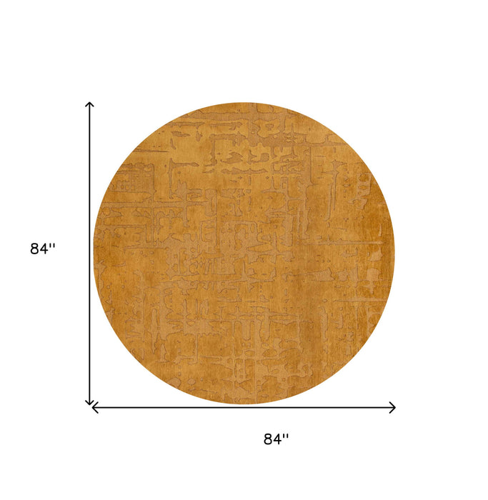 8' Round Abstract Non Skid Area Rug - Yellow