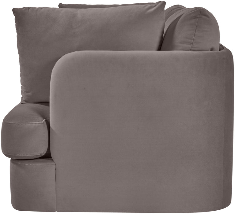 Meridian Furniture velvet upholstered 2-piece loveseat from Hammond stationary sectional with plush cushions and modern design.