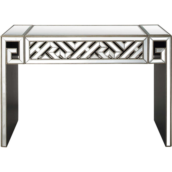 Mirrored Glass Sled Console Table - Silver And Gold And Silver