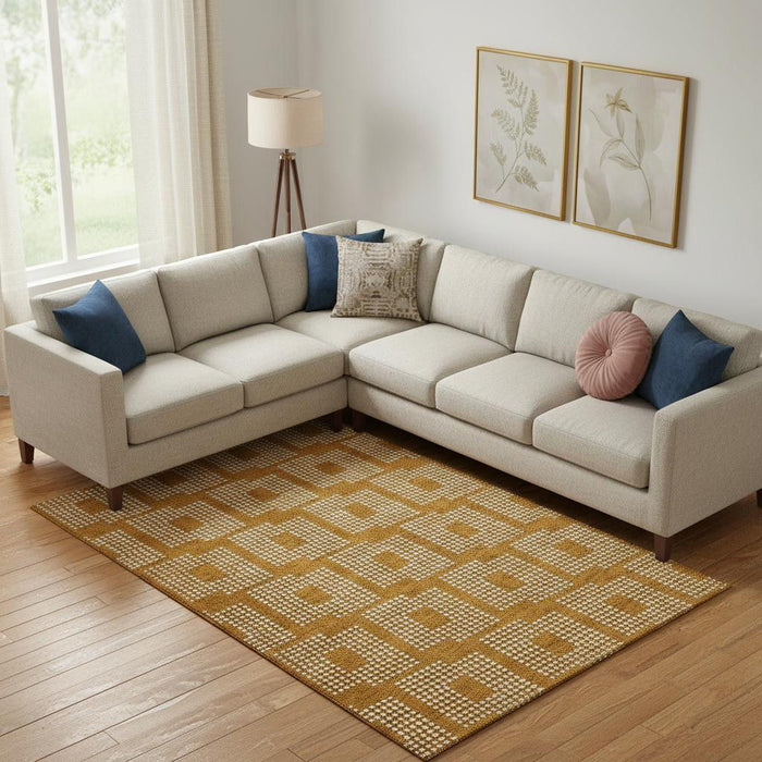 10' X 14' Geometric Washable Area Rug With UV Protection (670760) - Terra Cotta / Ivory