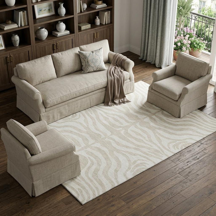 10' X 14' Animal Print Washable Area Rug With UV Protection (681737) - Beige / Ivory