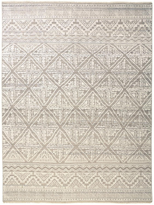 12' x 15' Geometric Hand Knotted Area Rug - Tan And Ivory