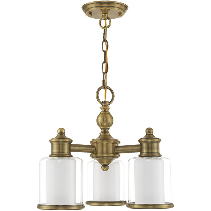 14'' Three Light Dimmable Chandelier With Shades - Antiqued Brass