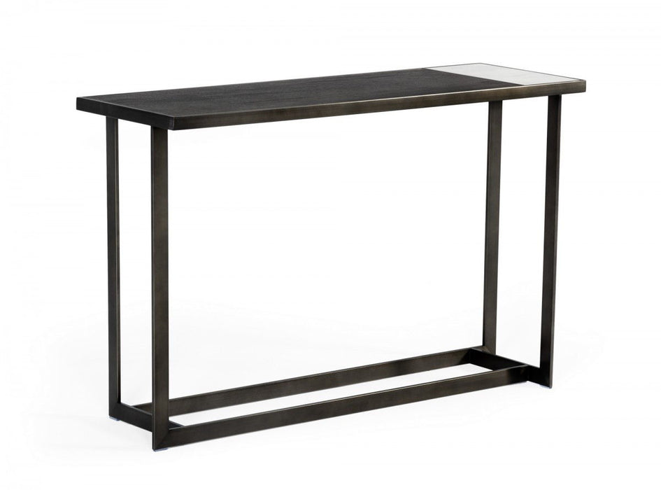 Asymmetrical Ceramic Console Table - Antiqued Bronze Gray