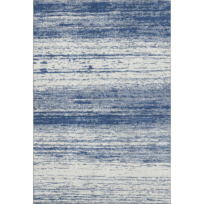10' X 14' Striped Washable Area Rug With UV Protection (668163) - Navy Blue / Ivory