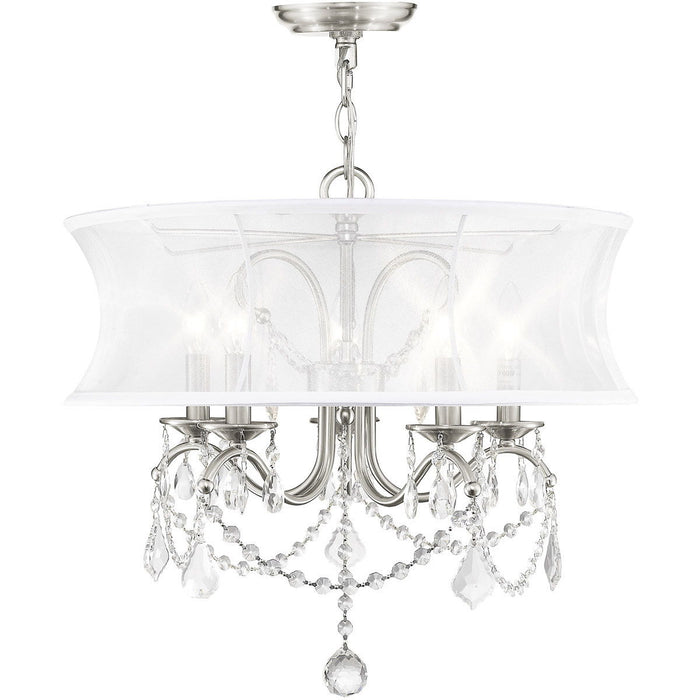 19" Five Light Dimmable Chandelier With Shades - Nickel