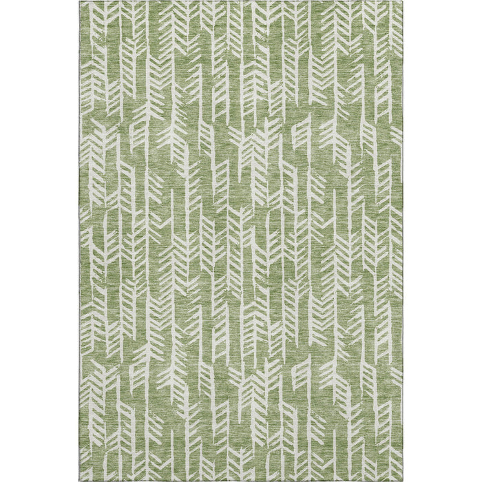 10' X 14' Tribal Washable Area Rug With UV Protection (672056) - Green / Ivory