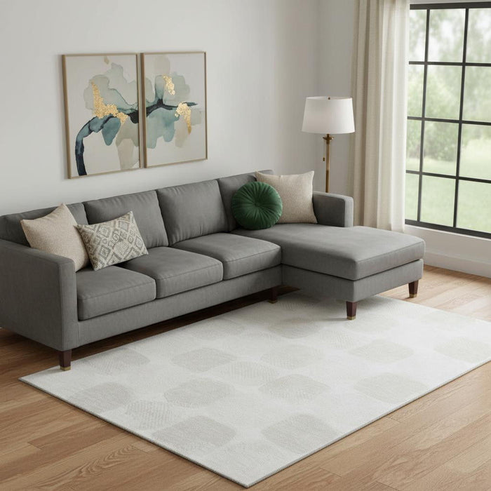 10' X 14' Abstract Geometric Washable Area Rug With UV Protection (669204) - Ivory / Beige