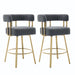 Set of two Giga decorative upholstered side chairs with plush fabric and wooden legs for living room decor.