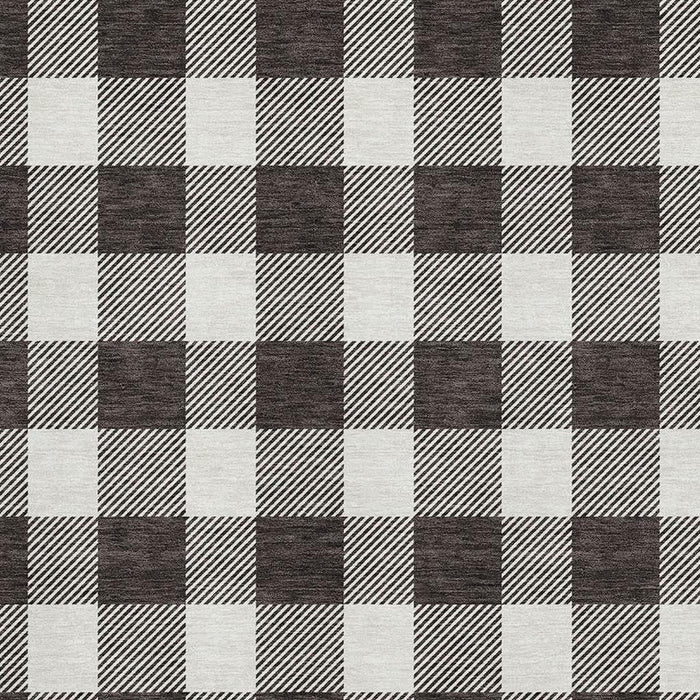 10' X 14' Plaid Washable Area Rug With UV Protection (673357) - Black / Ivory