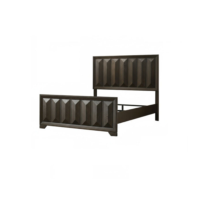 Giga 3-piece bedroom set with faceted panel bed and two matching nightstands, modern bedroom furniture arrangement.