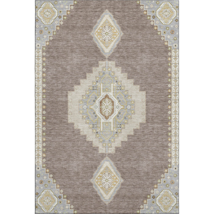 10' X 14' Oriental Washable Area Rug With UV Protection (679612) - Taupe / Beige / Ivory