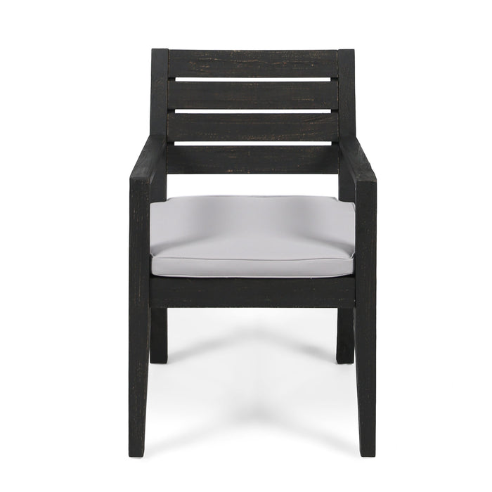 Outdoor 6 Seater Dining Set With Bench - Dark Gray / Light Gray