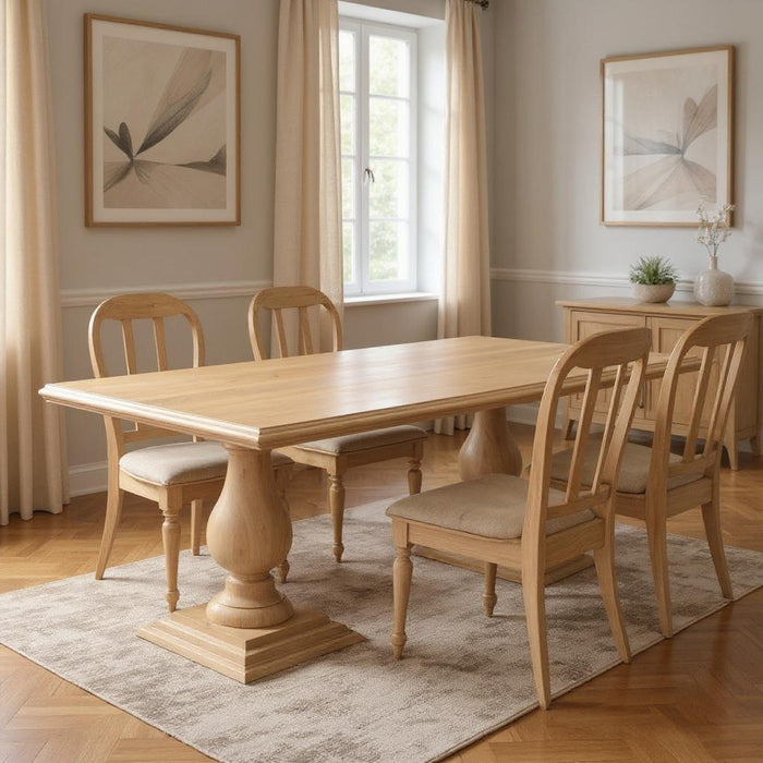 96" Wood Double Pedestal Base Dining Table - Natural