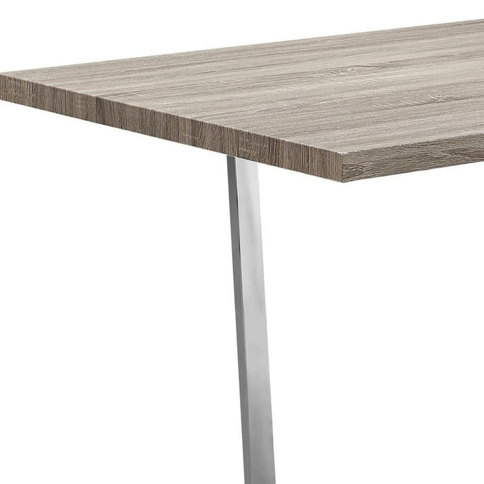 59" Solid Wood And Metal Sled Base Dining Table - Taupe