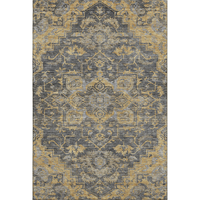 8' X 10' Floral Medallion Washable Area Rug With UV Protection - Gray