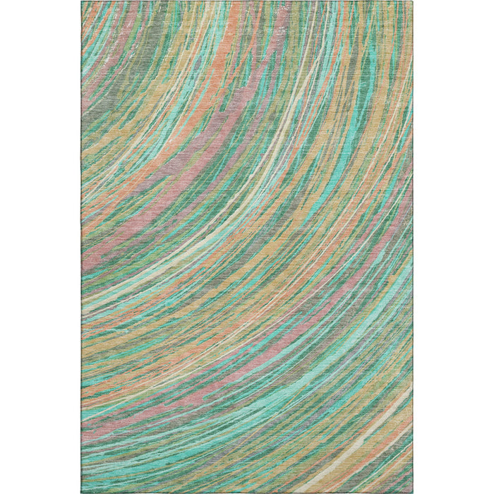 10' X 14' Abstract Washable Area Rug With UV Protection (717632) - Teal / Pink