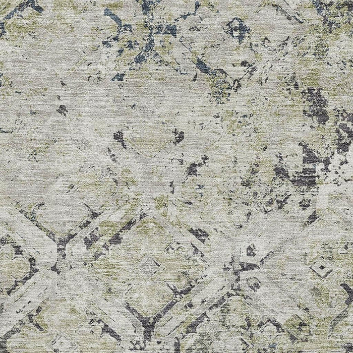 8' X 10' Diamond Washable Area Rug With UV Protection - Silver