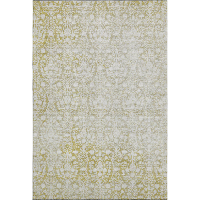 10' X 14' Damask Washable Area Rug With UV Protection (692094) - Gold / Ivory