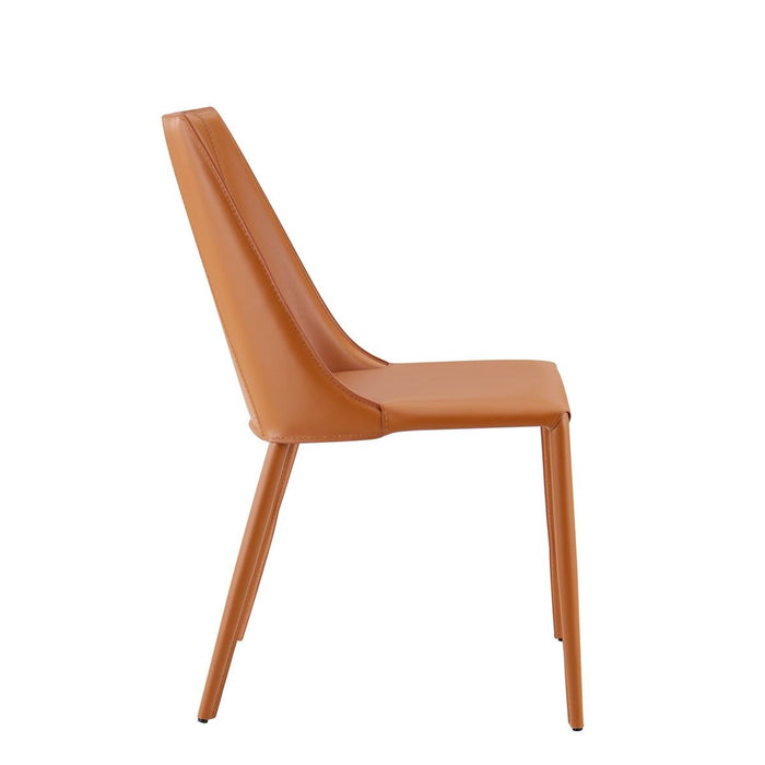 Upholstered Leather Dining Side Chair - Terra Cotta