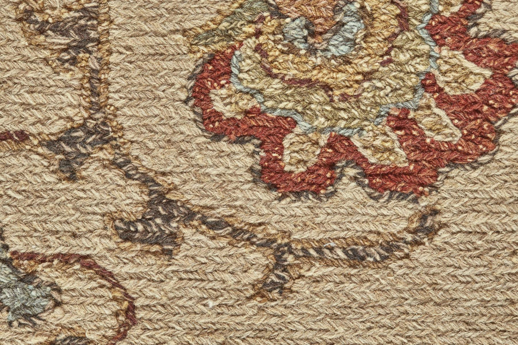 9' X 13' Wool Oriental Hand Knotted Area Rug (744099) - Tan / Gold / Red