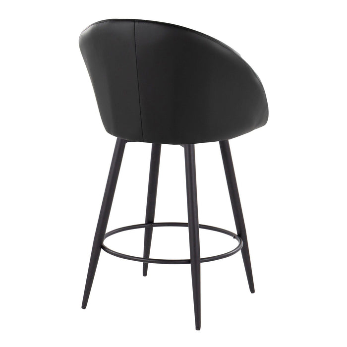 Matisse - 26" Highback Fixed-Height Counter Stool With Swivel And Round Black Metal Footrest (Set of 2) - Black Metal