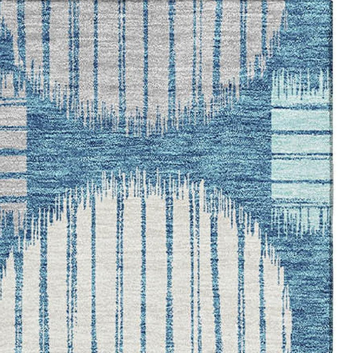 10' X 14' Geometric Washable Area Rug With UV Protection (671588) - Teal / Ivory / Gray
