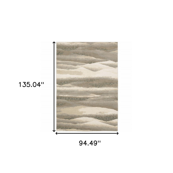 8' x 11' Abstract Power Loom Area Rug - Gray And Blue