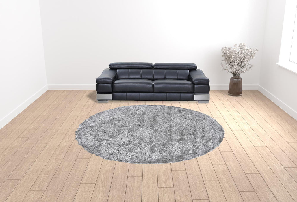 10' Round Shag Tufted Handmade Area Rug - Gray And Silver